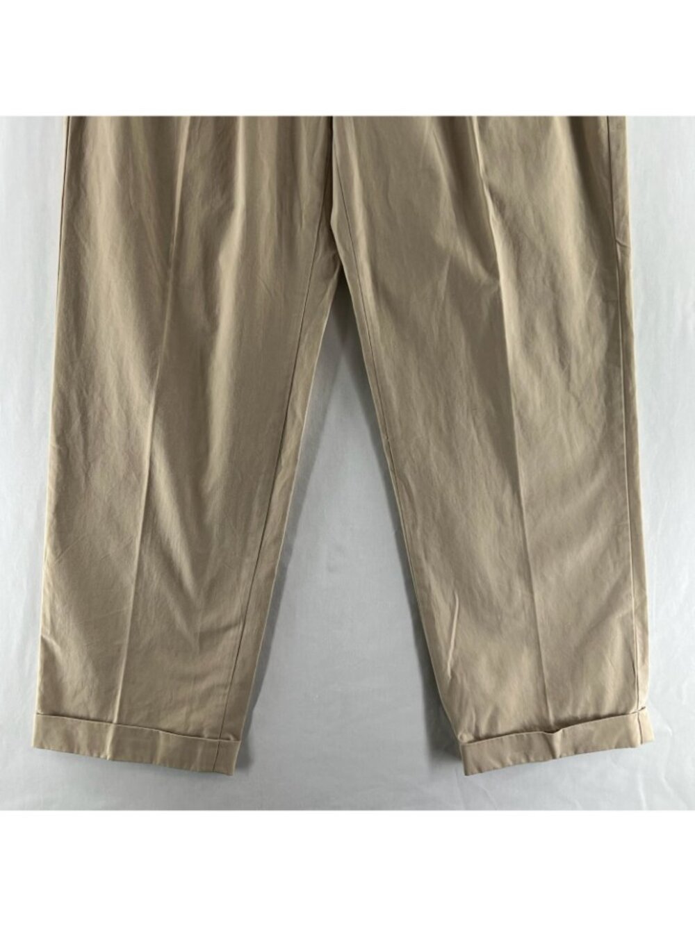 Brooks Brothers 346 Chino Pants Mens 36x32 Cotton Twill Pleated Cuffed Hem Beige - Picture 6 of 12